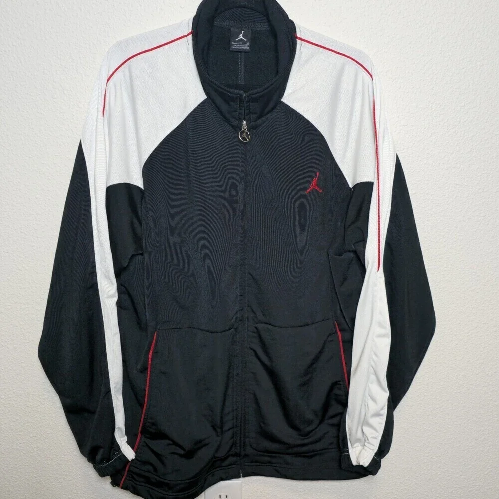 Jordan Full Zip Track Jacket XL Black White Red Jumpman Athletic Warm Up